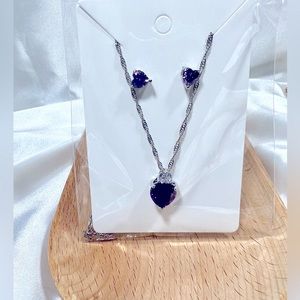 Dainty Purple Hearts Necklace & Earrings Set